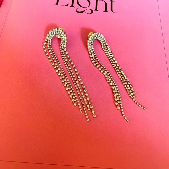 Jewelry - Crystal Crescent tassel earrings